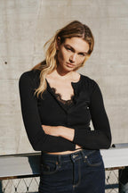 Lace Combination Jacket And Top