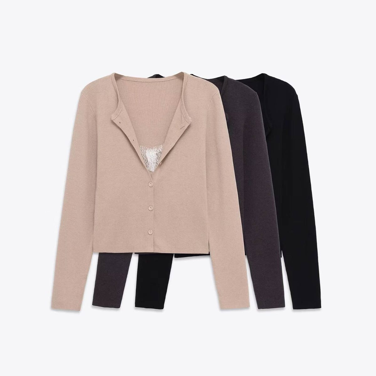 Lace Combination Jacket And Top