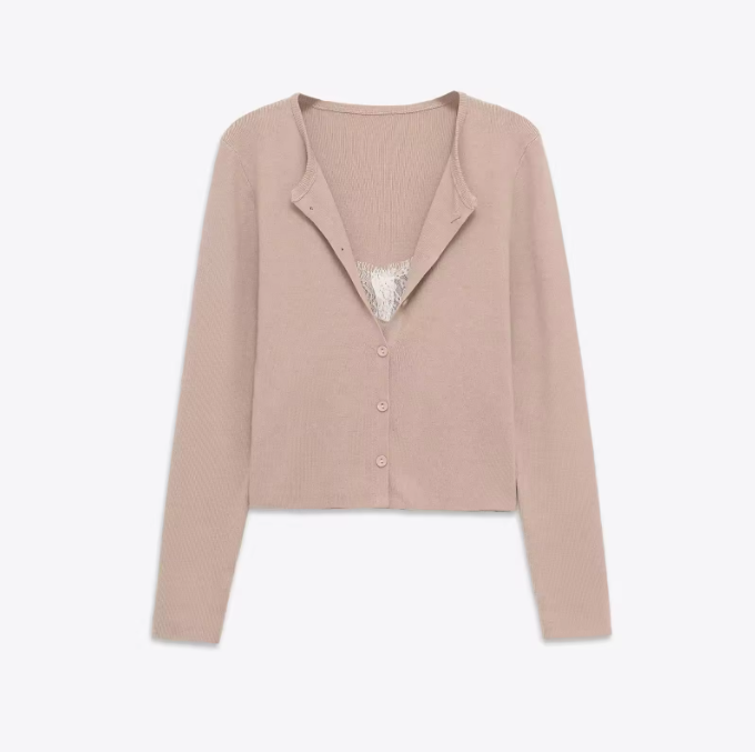 Lace Combination Jacket And Top