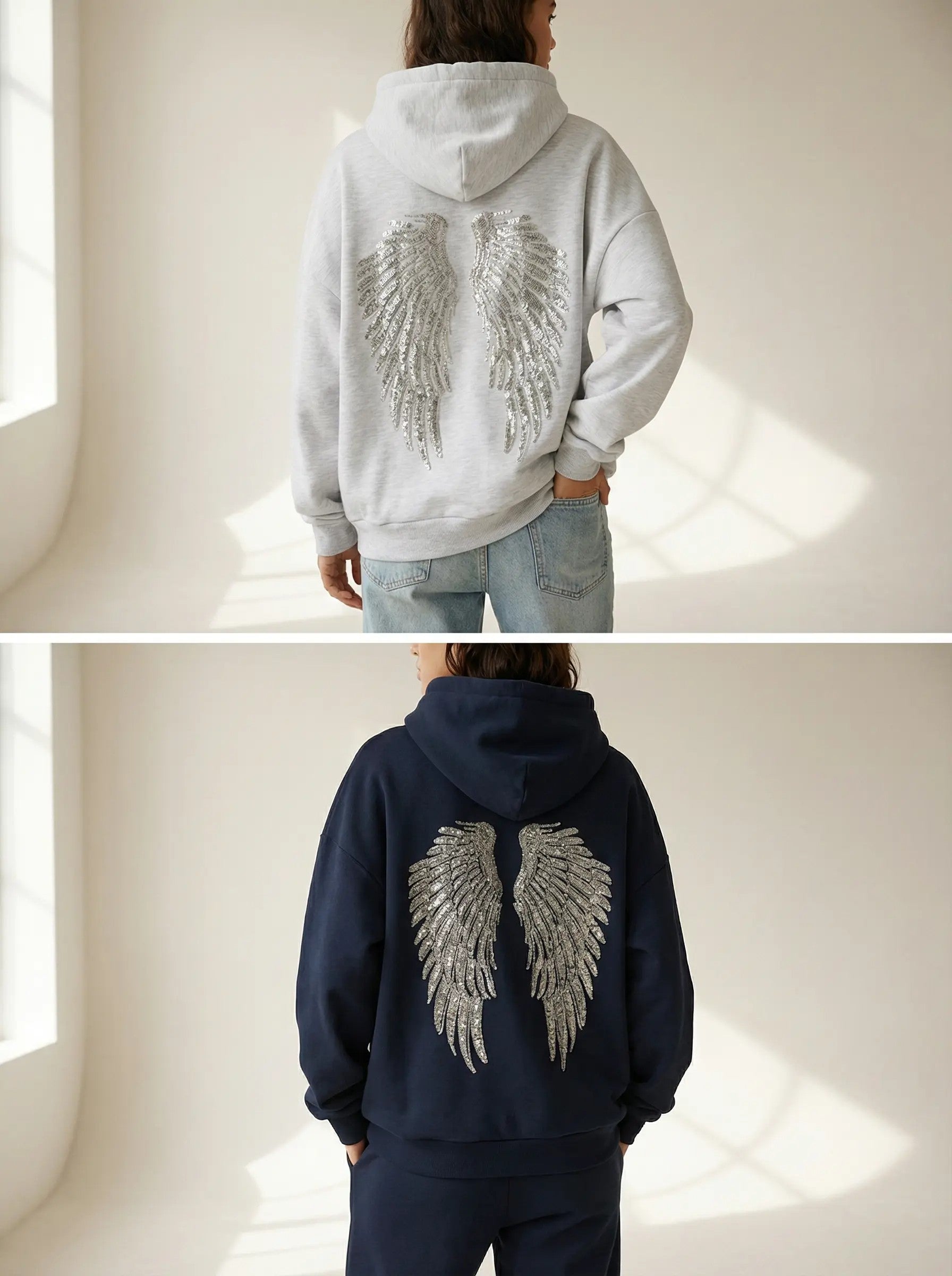 ANGEL WING SEQUINED SWEATSHIRT AND PANTS