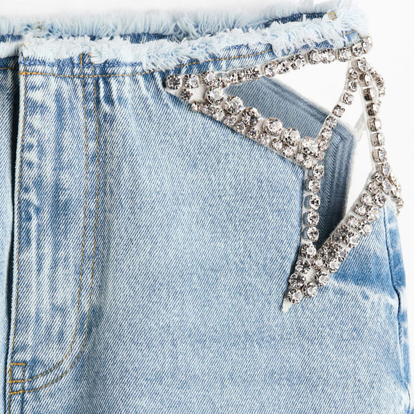 Crystal Fringe Baggy Jeans